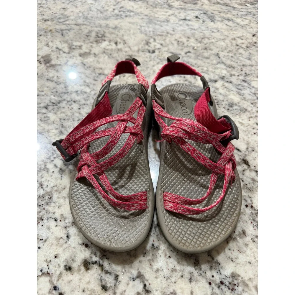 Chaco Kids Z1 Ecotread Pink White Patterned Strappy Sport Sandals Size 3